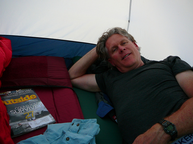 Settling into the tent ...