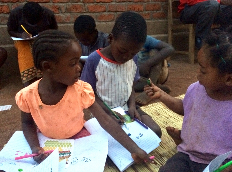 Drawing with the kids in Katangalika