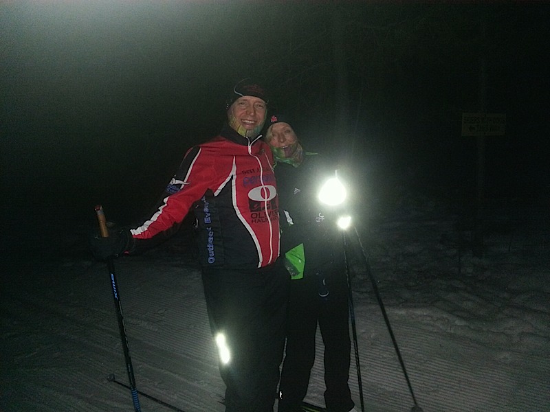 Pat and Corrine night skiing