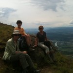 Girls on top of the world - well, on top of Enderby Cliffs! Spectacular view!